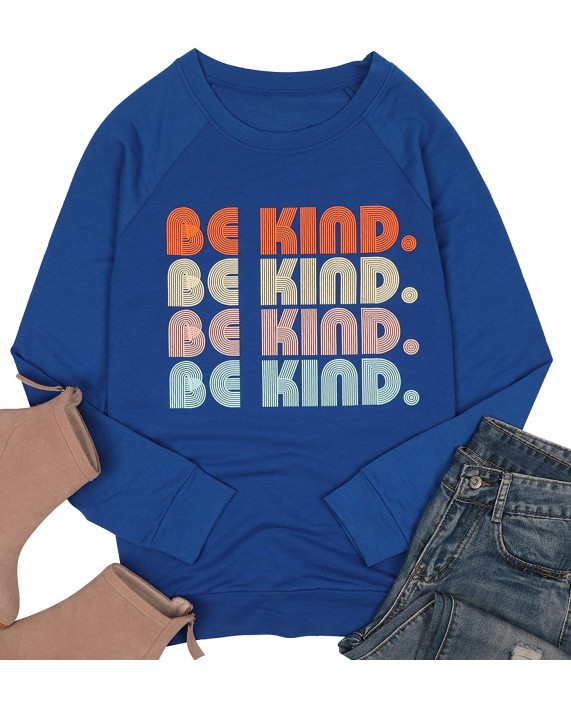 KIDDAD Be Kind Sweatshirt Women Funny Letter Print Blessed Long Sleeve Shirt Inspirational Graphic Pullover Top Blouse at Women’s Clothing store