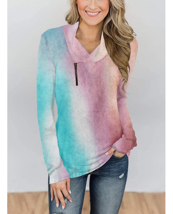 KIRUNDO 2021 Winter Women’s Long Sleeve Pullover Zipper Cowl Neck Tops Tie Dye Sporty Sweatshirts9 Colors S-XXL