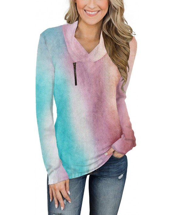 KIRUNDO 2021 Winter Women’s Long Sleeve Pullover Zipper Cowl Neck Tops Tie Dye Sporty Sweatshirts9 Colors S-XXL