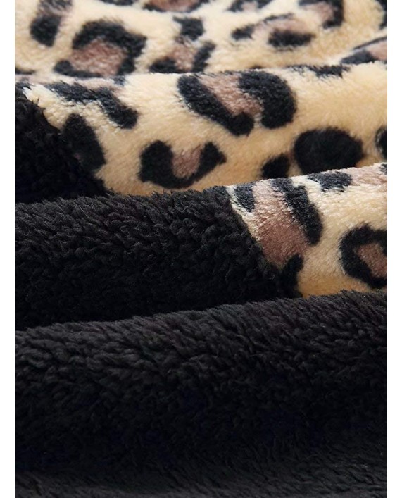KOOBETON Women's 1 4 Zipper Leopard Long Sleeve Hoodie Sweatshirt with Pockets at Women’s Clothing store