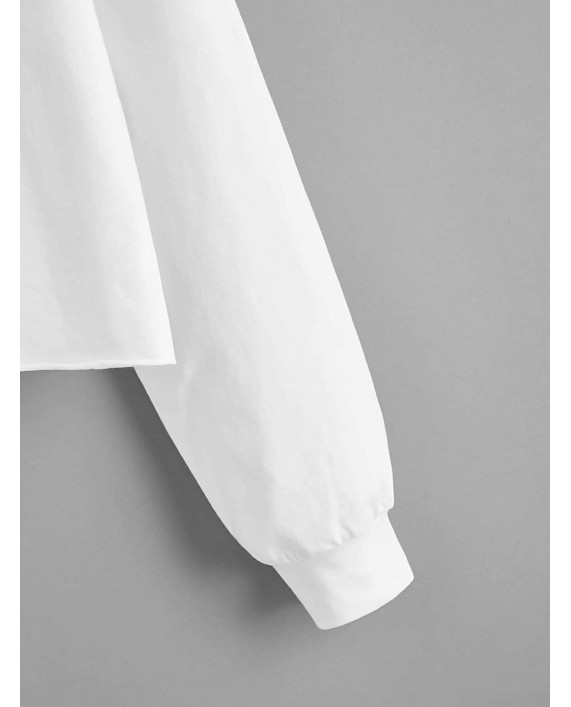 MAKEMECHIC Women's Butterfly Print Long Sleeve Drawstring Crop Top Sweatshirt Hoodie at Women’s Clothing store