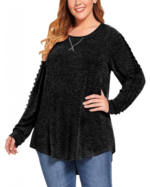 MONNURO Women's Long Sleeve Plus Size Fall Tops Casual Loose Pullover Sweatshirt Tunics Patchwork with Lace at  Women’s Clothing store