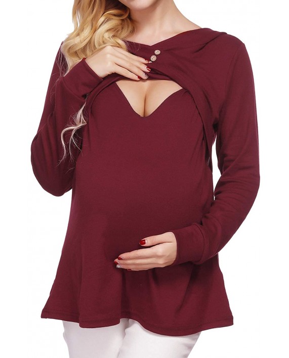 Quinee Women Long Sleeve Nursing Hoodie Tops Breastfeeding Sweatshirts at Women’s Clothing store