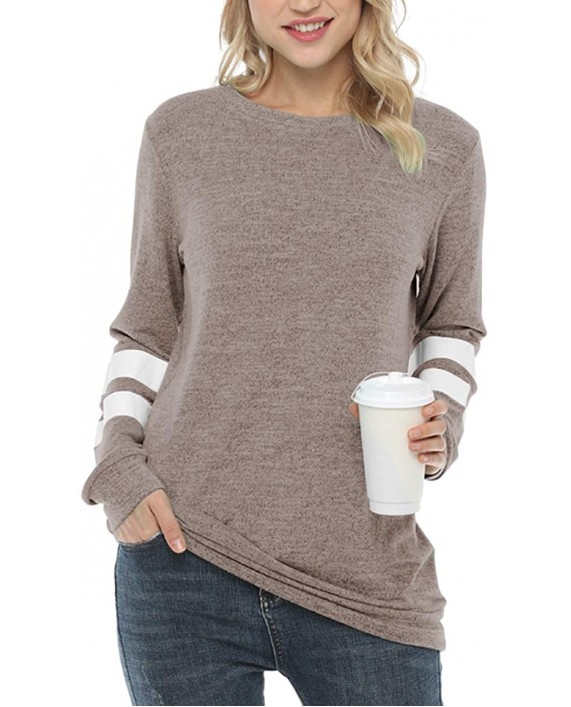 Reaowazo Womens Long Sleeve Tops Color Block Sweatshirts Sweaters Fall T Shirt Clothes at Women’s Clothing store