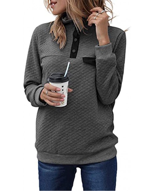 SEBOWEL Women Zipper Pullover Sweatshirt Plain Long Sleeve Quilted Blouse Shirts at  Women’s Clothing store