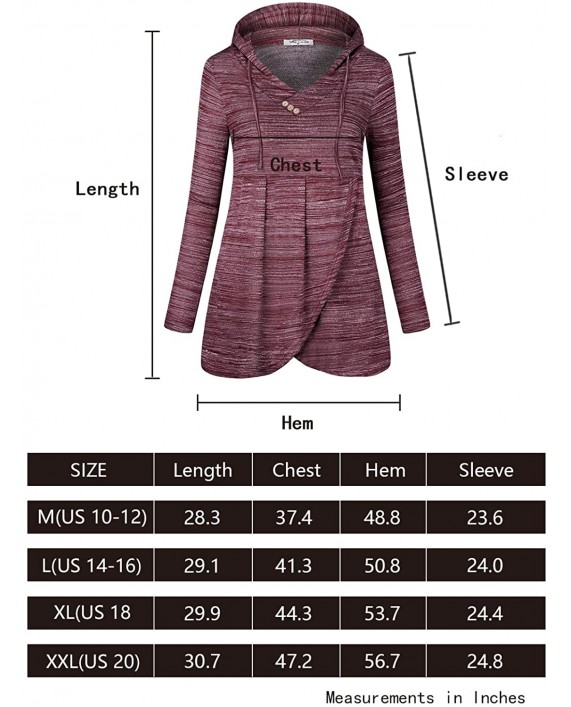 SeSe Code Women Long Sleeve V Neck Hooded Asymmetric Hem Casual Tunic Sweatshirt at Women’s Clothing store