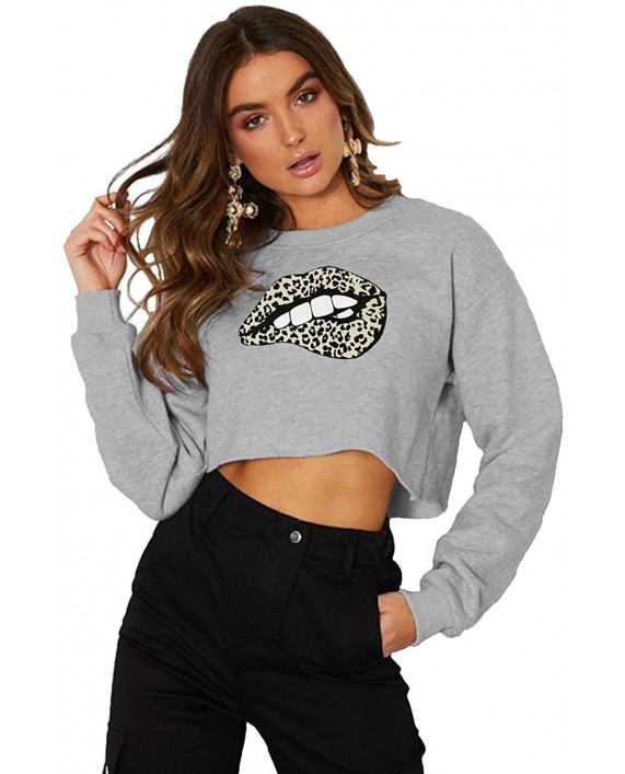 Sofia's Choice Women's Casual Crop Top Long Sleeve Pullovers Round Neck Sweatshirt at Women’s Clothing store