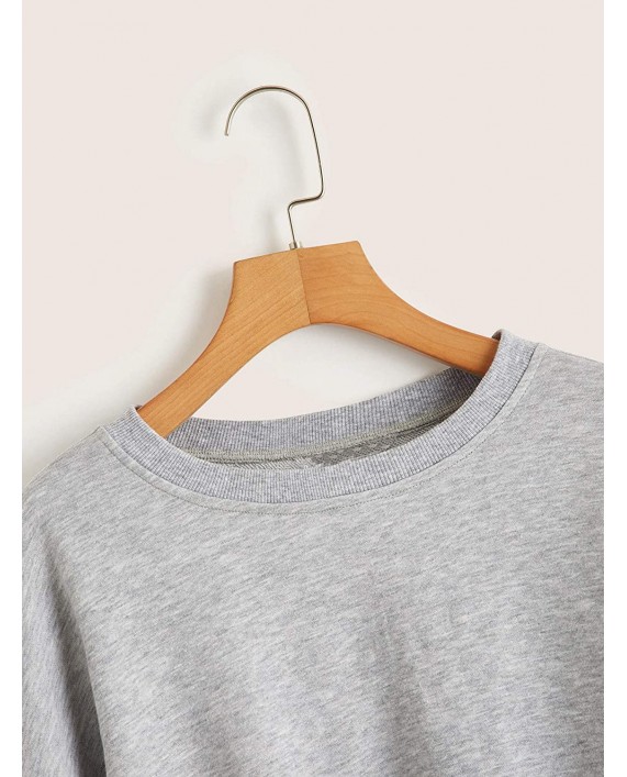 SweatyRocks Women's Casual Long Sleeve Raw Hem Pullover Crop Tops Sweatshirts at Women’s Clothing store