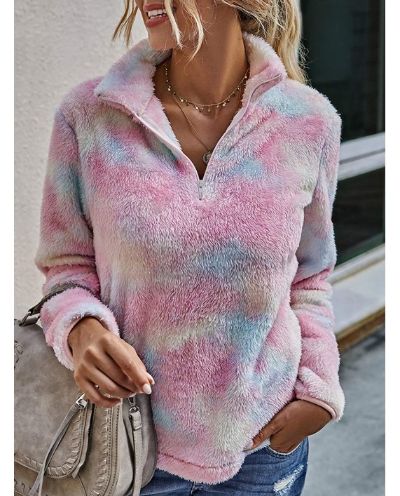 TEMOFON Women's Long Sleeve Zipper Sherpa Sweatshirt Pullover Fuzzy Fleece Winter Casual Hooded Outwear Coats S-XL at Women’s Clothing store