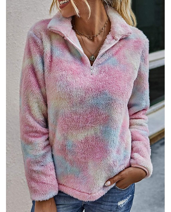 TEMOFON Women's Long Sleeve Zipper Sherpa Sweatshirt Pullover Fuzzy Fleece Winter Casual Hooded Outwear Coats S-XL at Women’s Clothing store