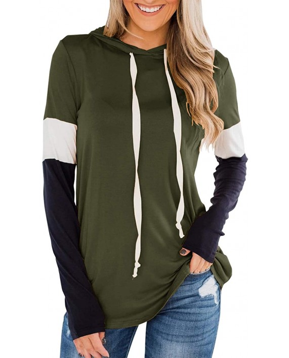 Topstype Womens Hoodie Color Block Pullover Casual Tunics Long Sleeve Drawstring Sweatshirt Tie Dye Tops at Women’s Clothing store