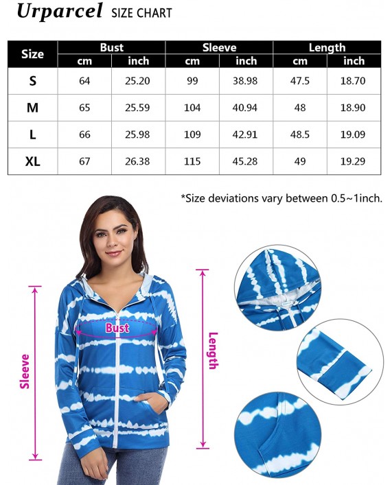Urparcel Zip Up Hoodie Women Tie Dye Long Sleeve Shirt with Pocket Fashion Trend in at Women’s Clothing store