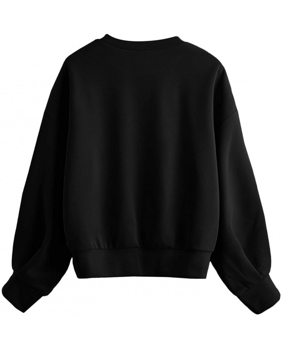 Verdusa Women's Drop Shoulder Pleated Long Sleeve Pullover Top Sweatshirt at Women’s Clothing store