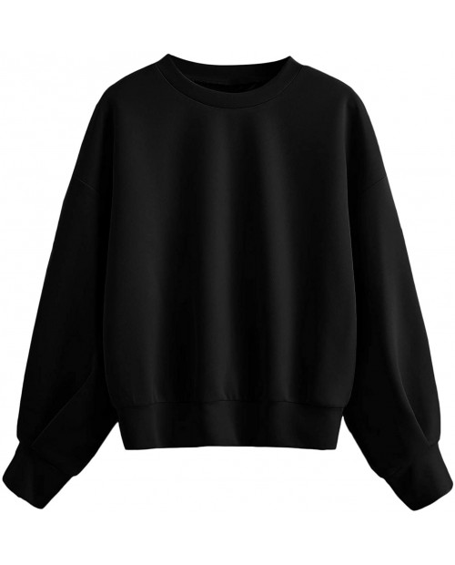 Verdusa Women's Drop Shoulder Pleated Long Sleeve Pullover Top Sweatshirt at  Women’s Clothing store