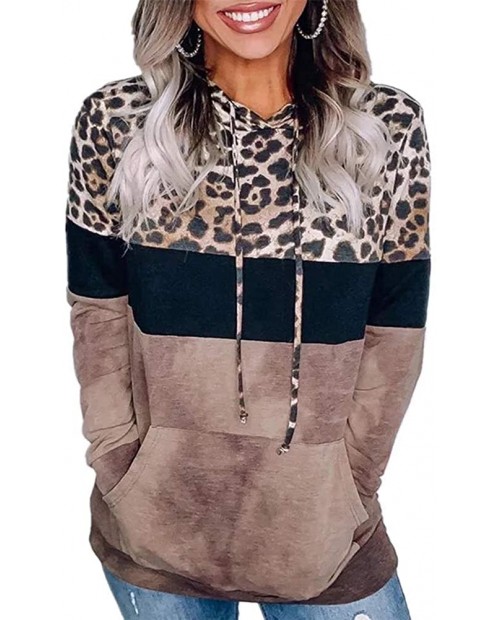 Woman Tops Leopard Print Loose Hooded Long Sleeve Sweatshirt at  Women’s Clothing store
