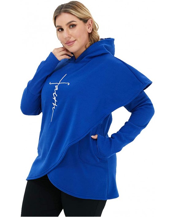 Womens Casual Long Sleeve Faith Letter Printed Hoodie Sweatshirt with Pockets at Women’s Clothing store