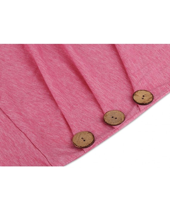 Women's Casual Short Sleeve Tunic Top Sweatshirt Blouse Button Decor T-Shirt Pink S at Women’s Clothing store
