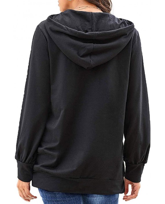 Women's Fall Casual Cowl Neck Long Sleeve Hoodie Loose Drawstring Pullover Tunic Hooded Sweatshirt Tops at Women’s Clothing store