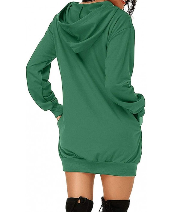 Women’s Hoodie Dress Casual Tunic Sweatshirt Pullover Tops with Pockets at Women’s Clothing store