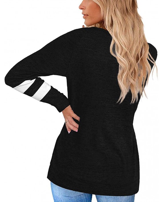 YIONIFI Women's Casual Long Sleeve Crewneck Sweatshirts Comfy Striped Loose Shirts Tunic Tops at Women’s Clothing store