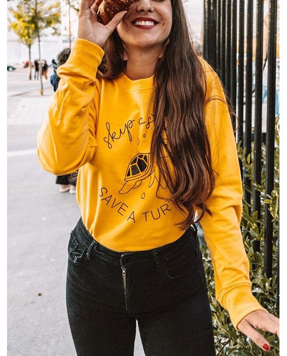 YIRHYZC Women Save TheTurtles Sweatshirts Oversized Cute Teen Girl Shirt