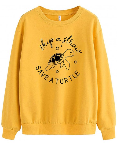 YIRHYZC Women Save TheTurtles Sweatshirts Oversized Cute Teen Girl Shirt