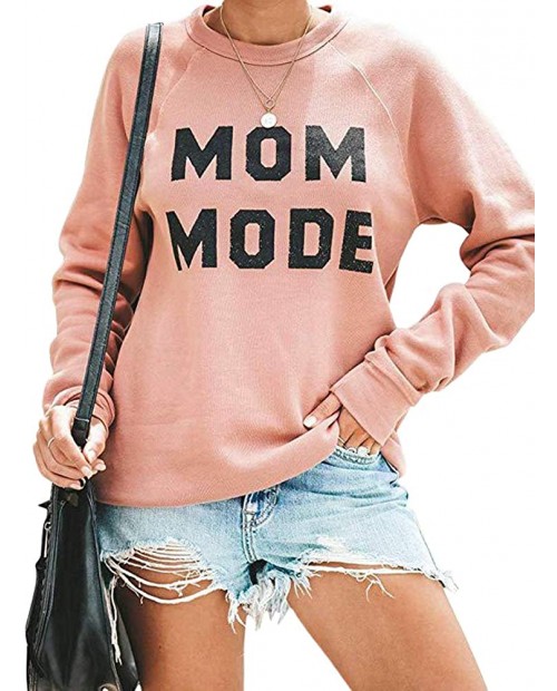 ZSIIBO Womens Crewneck Sweatshirt Long Sleeve Raglan MOM Mode Letter Print Terry Casual Cute Pullover Top at  Women’s Clothing store