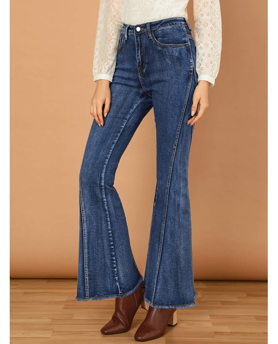Allegra K Women's Vintage Flare Jeans High Waist Stretch Denim Long Pants Bell Bottoms Jeans at Women's Jeans store