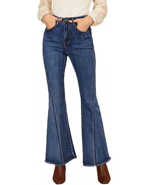 Allegra K Women's Vintage Flare Jeans High Waist Stretch Denim Long Pants Bell Bottoms Jeans at  Women's Jeans store