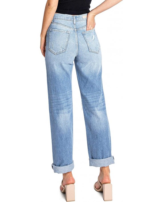 Cello Jeans Women's Juniors High Rise Straight Leg Denim Dad Jeans at Women's Jeans store