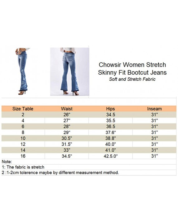 Chowsir Women Stretch Skinny Fit Bootcut Jeans Denim Pants at Women's Jeans store