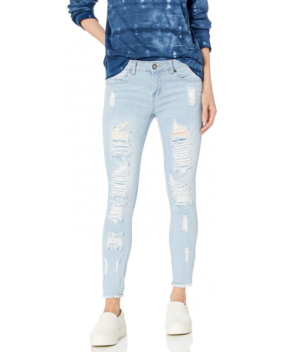 COVER GIRL Women's Cute Mid Rise Waisted Ripped Distressed Torn Skinny Juniors at Women's Jeans store