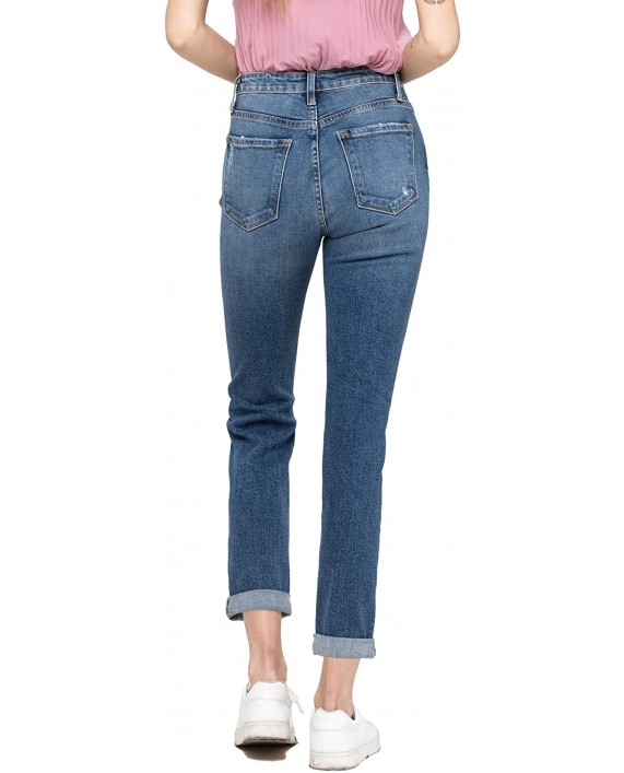 Flying Monkey Distressed Roll Up Stretch Boyfriend Jeans at Women's Jeans store