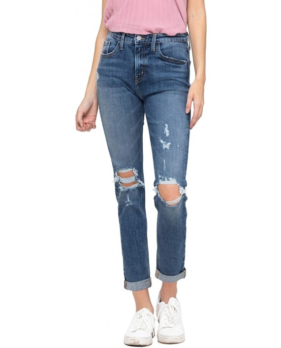 Flying Monkey Distressed Roll Up Stretch Boyfriend Jeans at Women's Jeans store