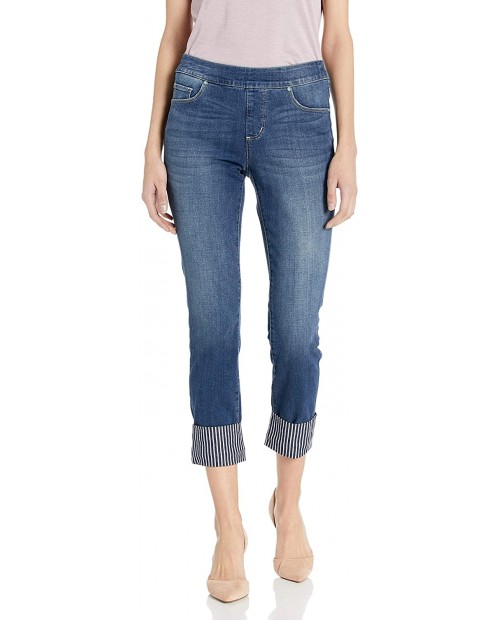 Jag Jeans Women's Lewis Straight Pull on Crop W Contrast Cuff Jean at  Women's Jeans store