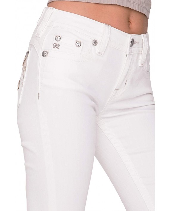 Miss Me Women's Mid-Rise Capri Denim Jeans with Floral Embellishments