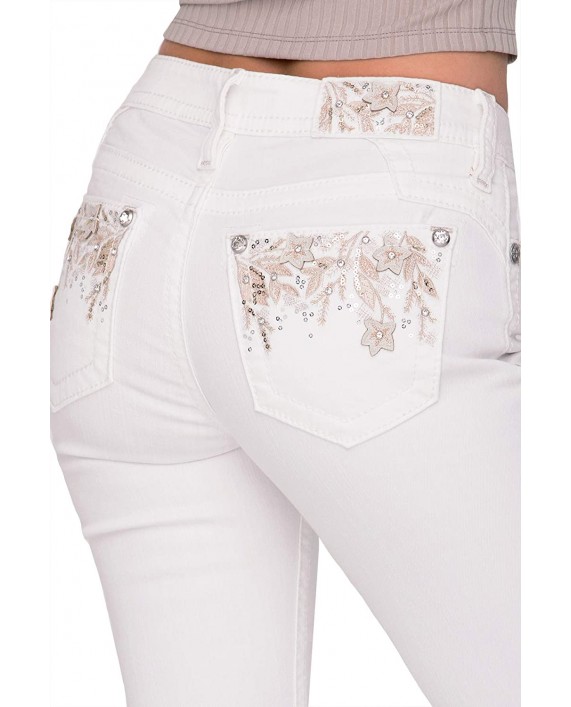 Miss Me Women's Mid-Rise Capri Denim Jeans with Floral Embellishments