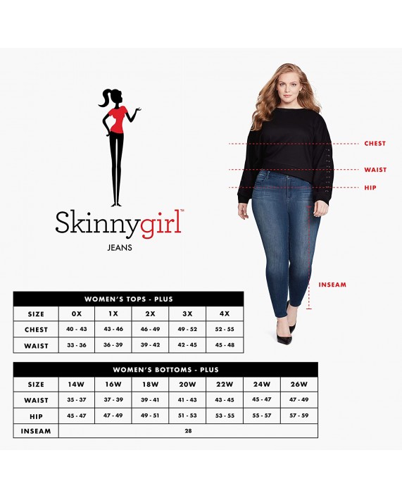 Skinnygirl Women's Plus Size Larry High Rise Skinny Ankle in 360 Flex Denim at Women’s Clothing store