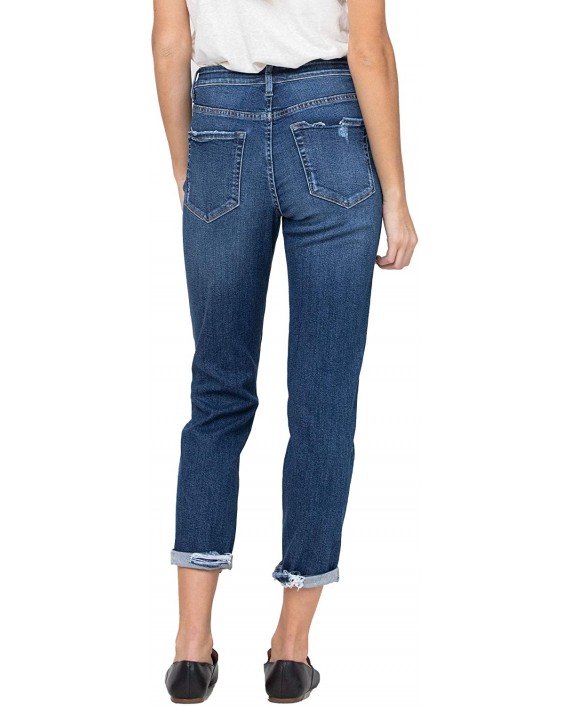 VERVET by Flying Monkey Distressed Roll Up Stretch Boyfriend Jeans at Women's Jeans store