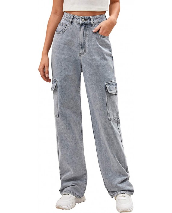 WDIRARA Women's High Waist Flap Pocket Button Jeans Casual Long Denim Pants at Women's Jeans store