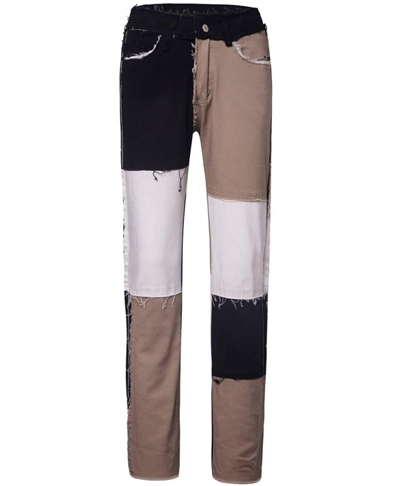 Women´s Patchwork Pants Hight Waist Patch Flare Jeans Fashion A-line Vintage Pencil Trousers at Women's Jeans store
