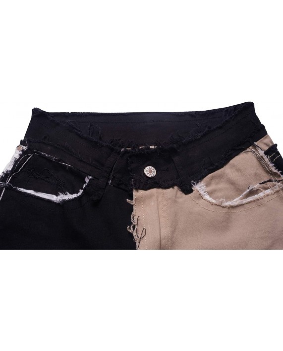 Women´s Patchwork Pants Hight Waist Patch Flare Jeans Fashion A-line Vintage Pencil Trousers at Women's Jeans store