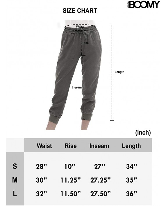 FASHION BOOMY Women's Linen Jogger Pants - Tencel Drawstring Tie Waist Ankle Cuffed Tapered Cargo Pants at Women’s Clothing store