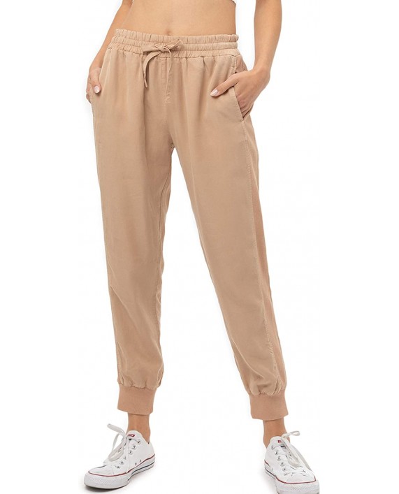 FASHION BOOMY Women's Linen Jogger Pants - Tencel Drawstring Tie Waist Ankle Cuffed Tapered Cargo Pants at Women’s Clothing store