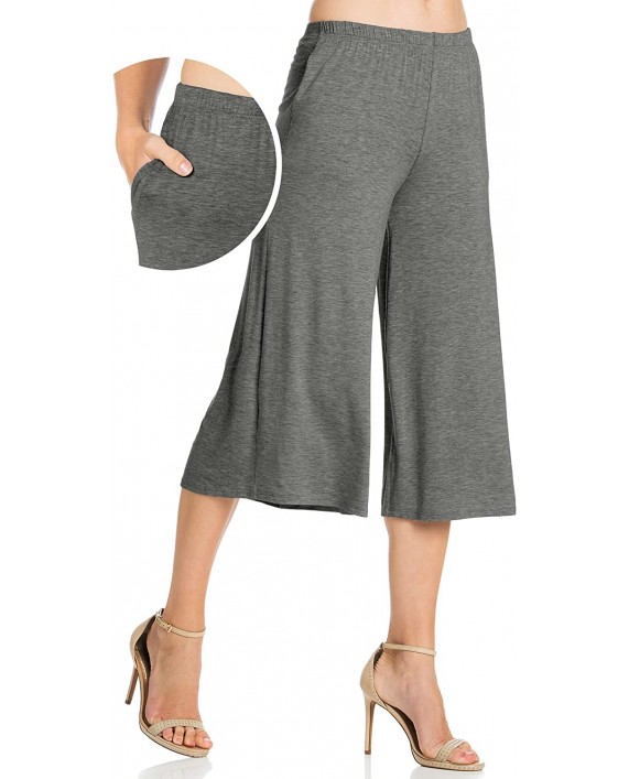 Fashion California Womens 1-3 Pack Elastic Waist Jersey Culottes Capri Pocket Pants S-XXXXXL at Women’s Clothing store