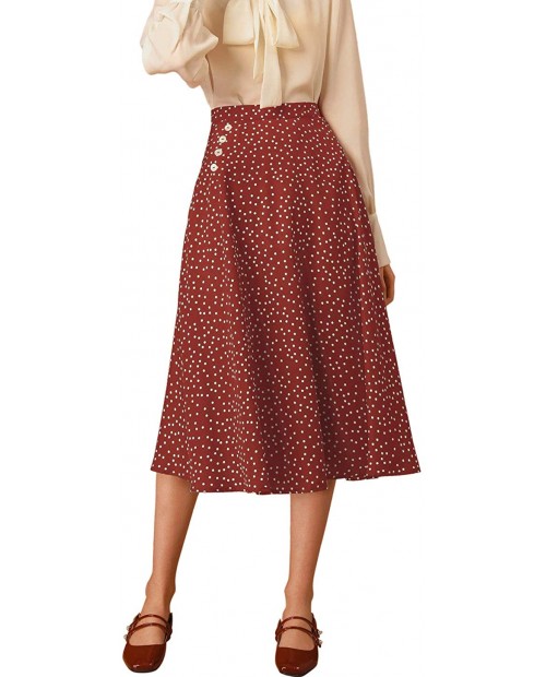 Allegra K Women's Retro Polka Dots Elastic Waist Vintage A-Line Midi Skirt at  Women’s Clothing store