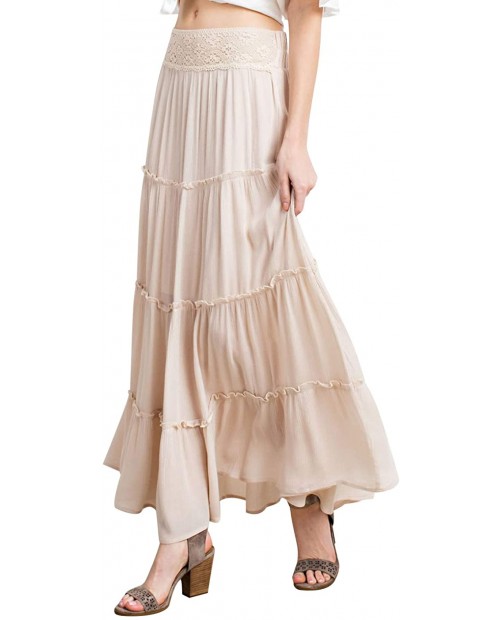 Anna-Kaci Womens Bohemian Gypsy Long Elastic Waist Maxi A-Line Tiered Skirt at  Women’s Clothing store