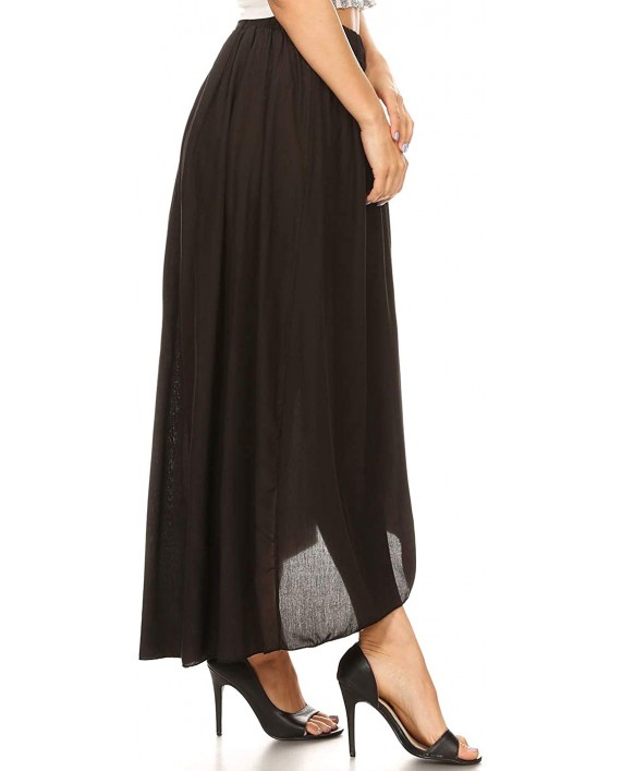 Anna-Kaci Women's Casual High Waist Asymmetrical Layers Long Skirt Wrapped Beach Cover up Dress Black at Women’s Clothing store