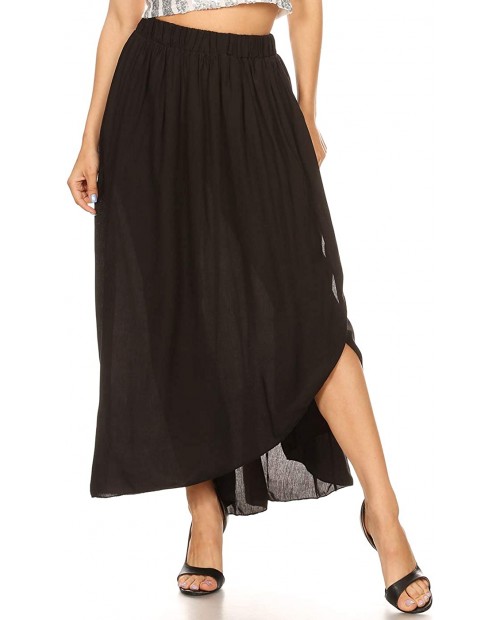 Anna-Kaci Women's Casual High Waist Asymmetrical Layers Long Skirt Wrapped Beach Cover up Dress Black at  Women’s Clothing store