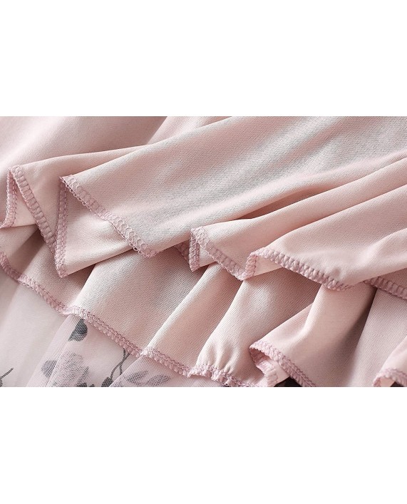 AvoDovA Women Girl Tutu Tulle Skirt Elastic High Waist 3-Layered Skirt Floral Mesh A-Line Midi Skirt Pink One Size at Women’s Clothing store